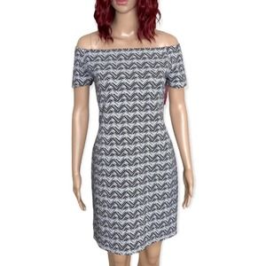 Target Xhilaration Womens Off the Shoulder Dress XL Black White Print NWT